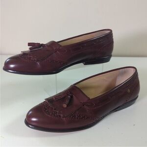 Etienne Aigner Burgundy Leather Oxford Loafers Flat Shoes Tassel